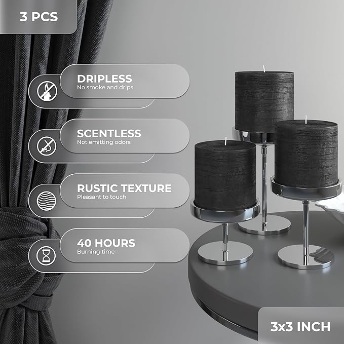 3x3 Pillar Candles Set of 3 - Image 3