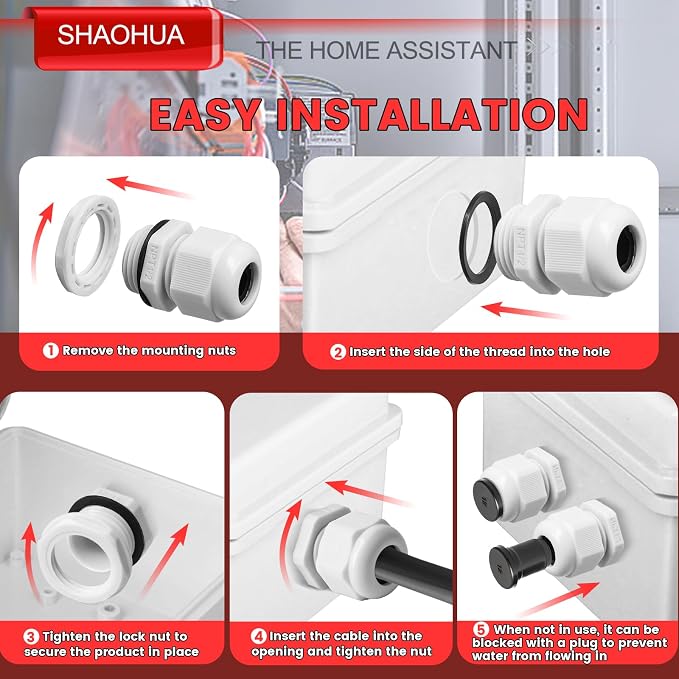 NPT Cable Gland Kits, IP68 Waterproof Nylon Strain Relief Cord Connector - Image 6