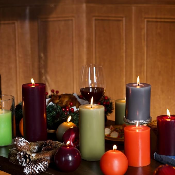 MOZEAL 3" x 8" Hand-Poured Unscented Large Candle, Smokeless Rustic Pillar - Image 6