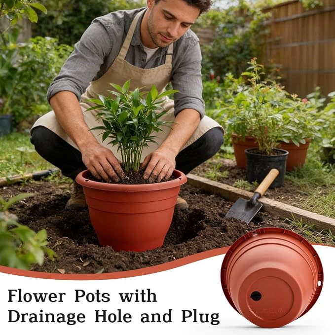 RooTrimmer 3 Pack 11 Inch Plant Pots Lightweight Planters - Image 5