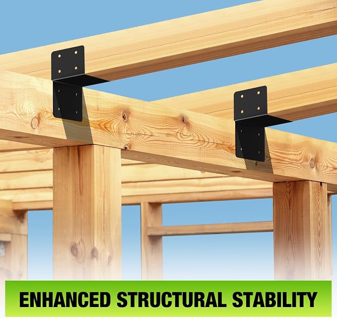 4 Pcs 12 Gauge Post Caps Tie Bracket, 6x6 Black Joist Anchor | Joist Hanger - Image 2