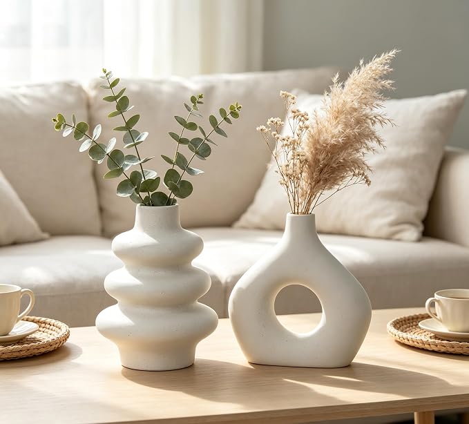 CUCUMI Ceramic Flower Vase Set of 5 Modern Boho Style Decorative Vases | - Image 6