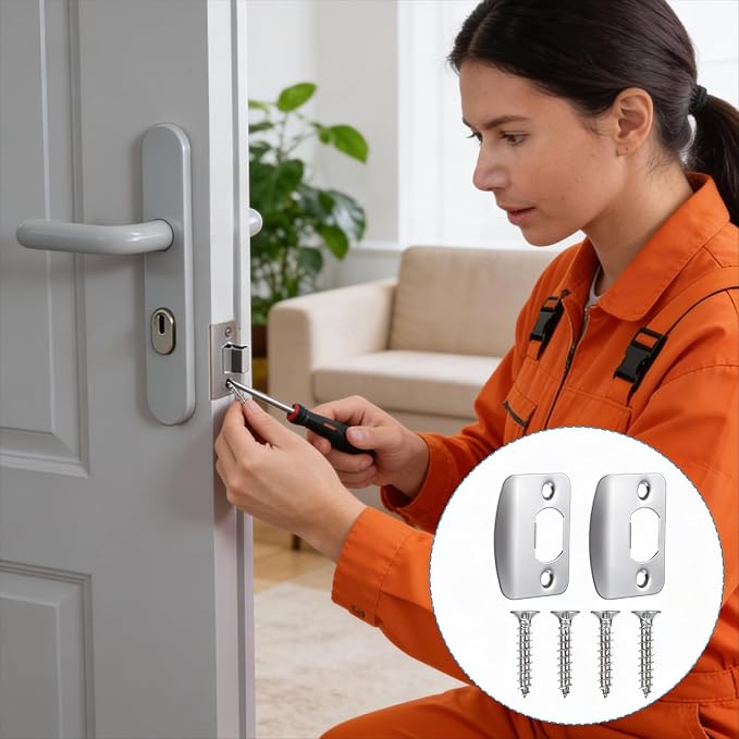 cobee 2PCS 2-1/4 Inch x 1-7/16 Inch Door Strike Plate Strike Plates | - Image 4