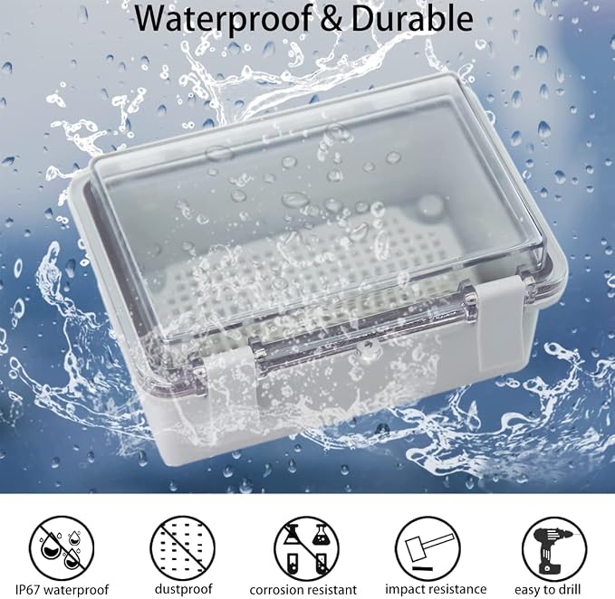 Junction Box, Hinged Clear Cover IP67 Waterproof ABS Project Box - Image 2