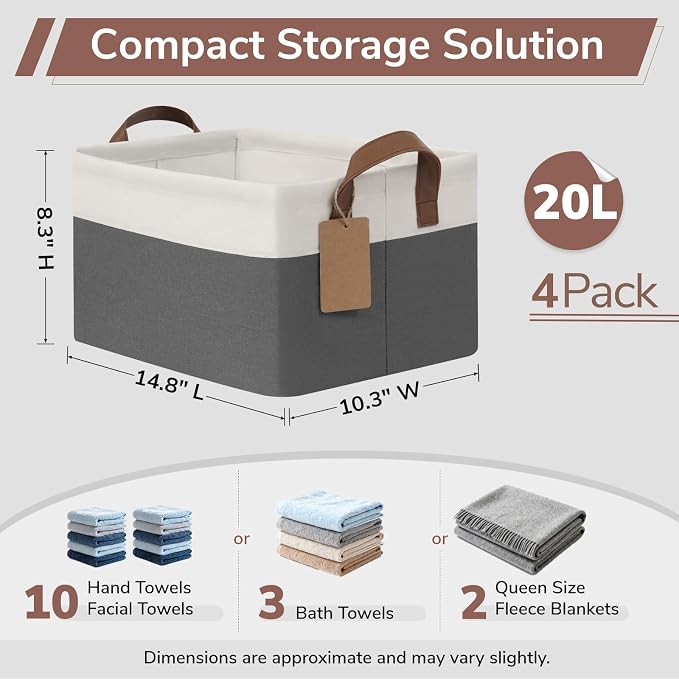 CHICVITA 4 Pack Fabric Storage Bins - Image 3