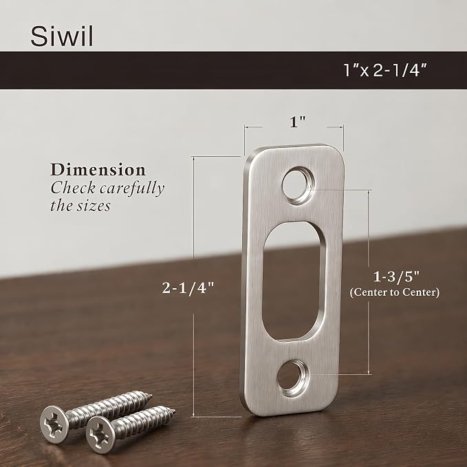 Round Corner Deadbolt Strike Plate, Stainless Steel – 2 Pack, Brushed Nickel - Image 4