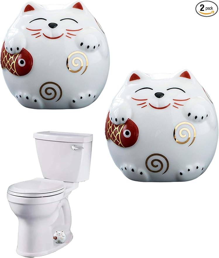 WANSHUNLMI Ceramic Cat Toilet Floor Bolt Covers, Decorative Toilet Bolt Caps by WANSHUNLMI