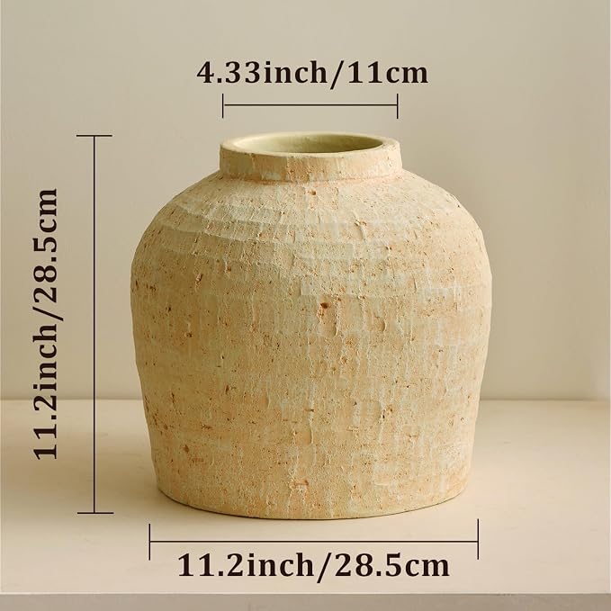 Large Ceramic Vase, Rustic Farmhouse Terracotta Vase - Image 2