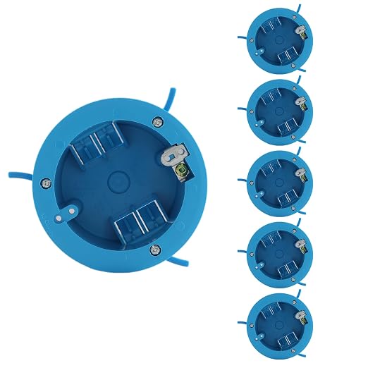 6 Pack 1 Gang PVC Blue Round Ceiling Electrical Box, Old Work, 4.25" Dia by Unknown