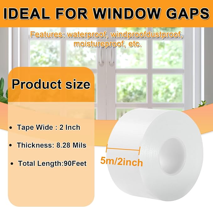 Qoqooice Window Weather Sealing Tape 2 Inch x 90 FT Weather Stripping - Image 2