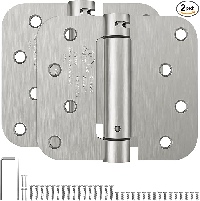 HOSOM 4 Inch Self Closing Door Hinges, 2 Pack Spring Loaded Door Hinges by HOSOM