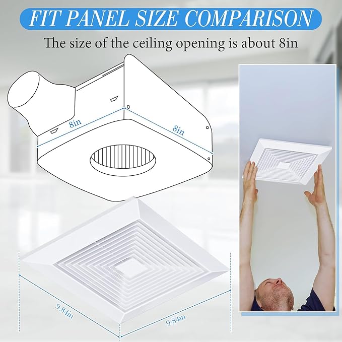 Baquler 1 Pcs 9.84 x 9.84'' Exhaust Bathroom Fan Cover - Image 3