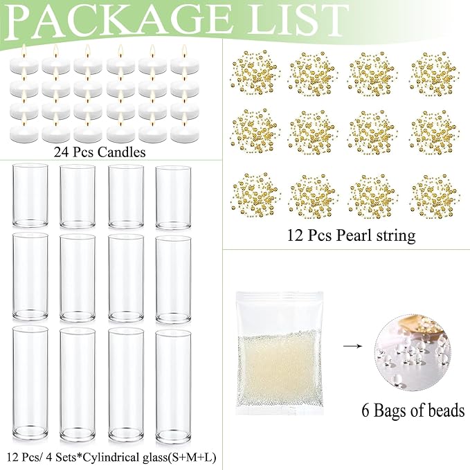 Set of 12 Glass Cylinder Vases for Centerpieces - Image 3