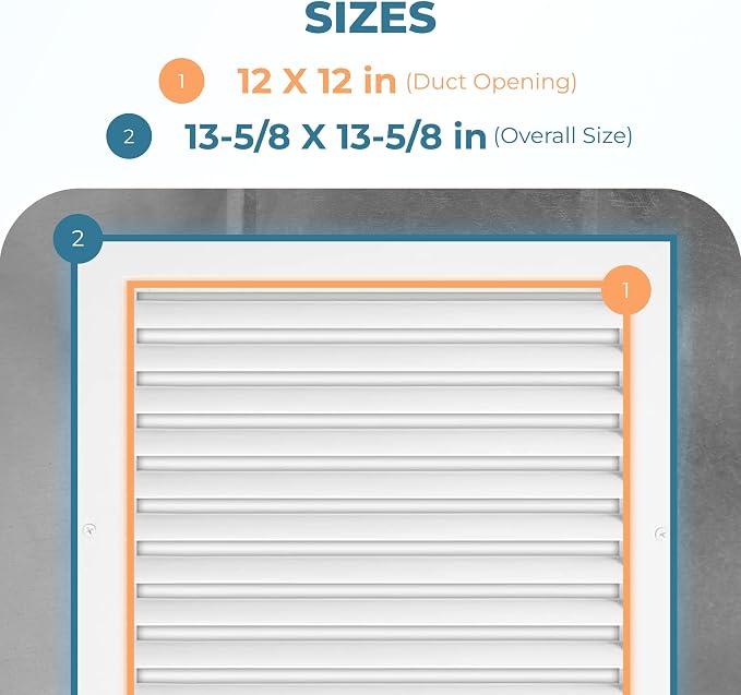 Rustproof 12x12 in Aluminum Vent Cover – Quiet Return Air Grille - Image 3