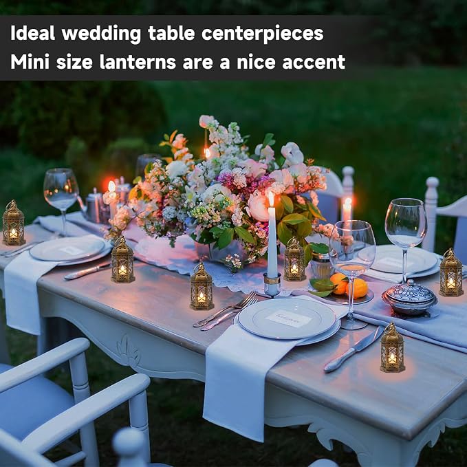 LLQ Mini Lantern with LED Candle, Vintage Moroccan Lights - Image 2