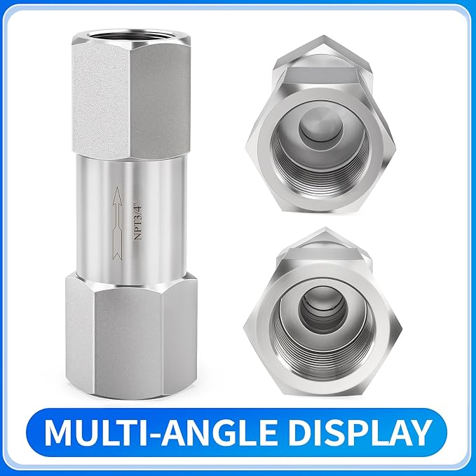ChillWaves 304 Stainless Steel In-Line Split Check Valve 3/4" NPT Female Thread - Image 3