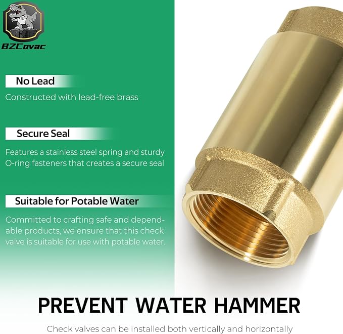 Check Valve with Backflow Prevention, Universal 1-1/4 inch One-Way Female Pipe - Image 3