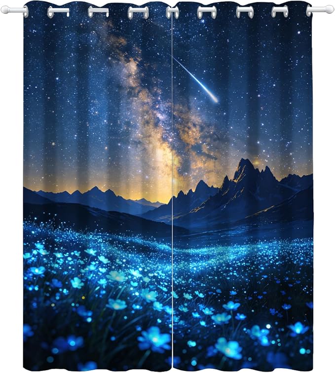 Japanese-Style Illustrations Curtain, Milky Way Meteor Curtains - Image 3