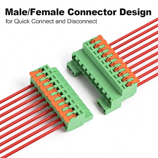 2Pcs DIN Rail Terminal Blocks, 10P Lever Wire Connectors, AWG 24-12 | 10P Lever - Image 3