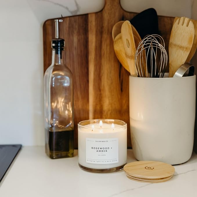 Rosewood & Amber 3 Wick Scented Candle - Image 5