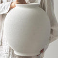 Extra Large White Ceramic Vase, 12.5" H Sandstone White | Round Farmhouse Design by KayolinCommunity