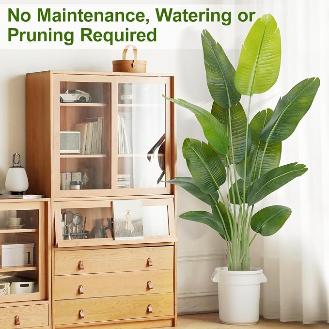 Lifelike Bird of Paradise Artificial Plant, 6ft Faux Banana Leaf Tree - Image 10