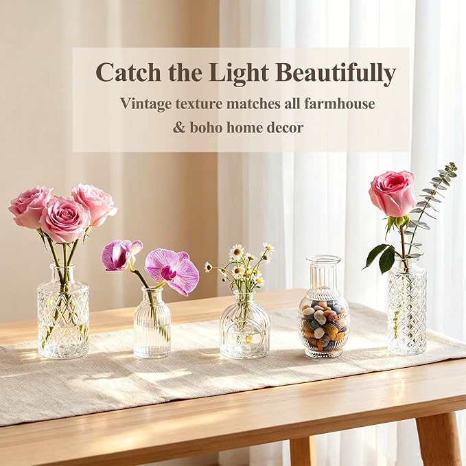 Clear Glass Bud Vase Set of 12 Pcs, Small Bud Vases in Bulk, Glass Crystal - Image 7