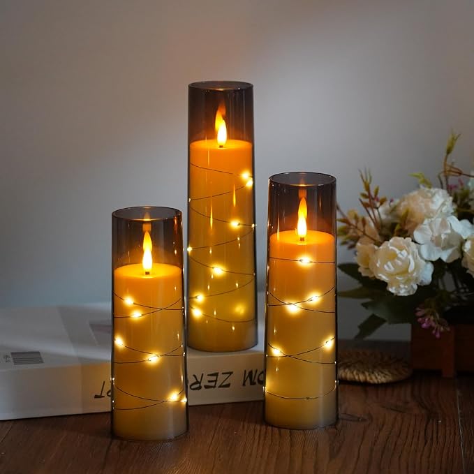 Flameless Candles, with Embedded Star String, Battery Operated Candles - Image 3