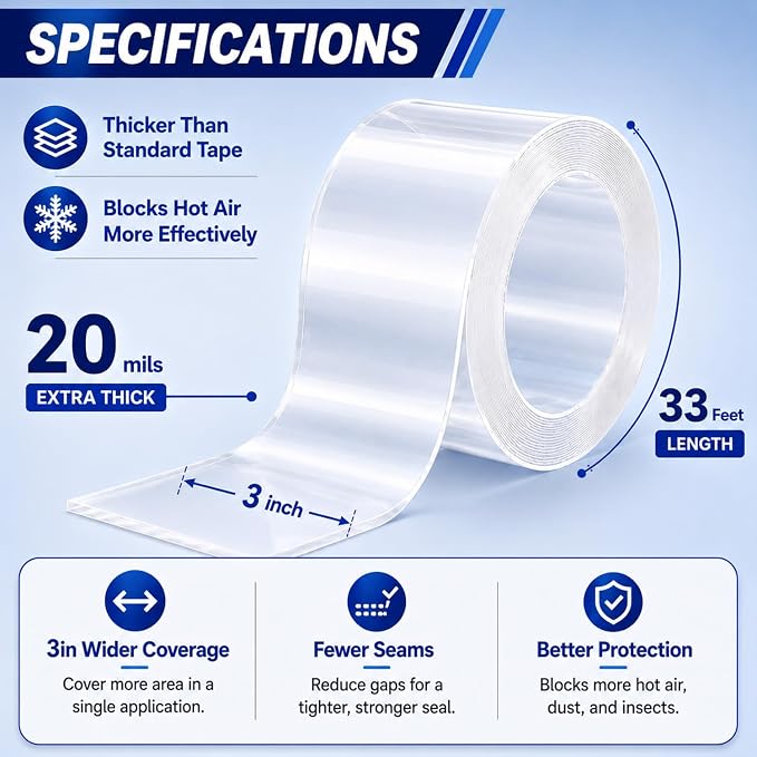 SWRT Window Sealing Tape, 3 in x 33 ft, 20 Mil Thick, Weather Sealing Tape | - Image 6