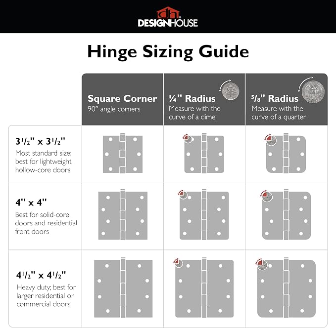 Design House Interior Door Hinge, Matte Black | 5/8" Radius, Traditional - Image 5
