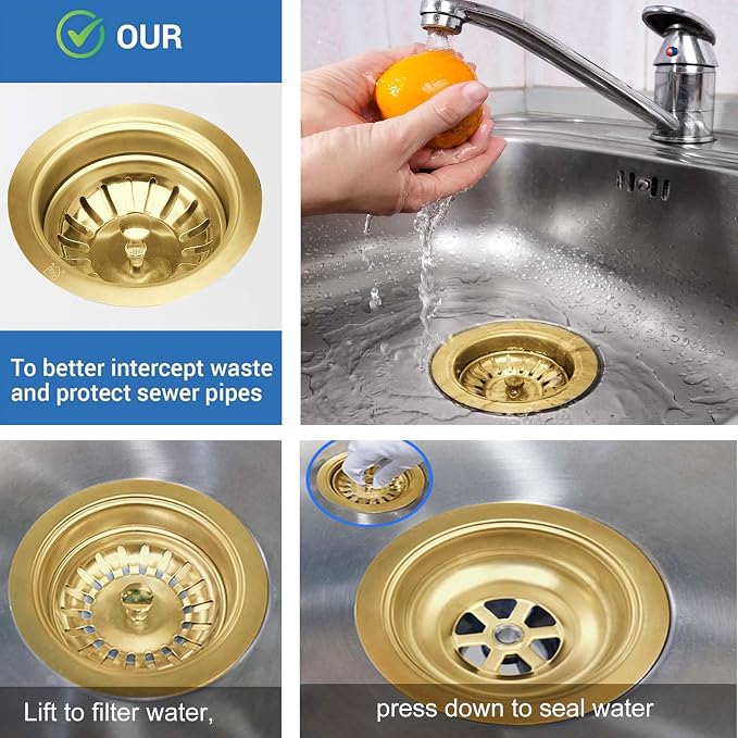 3-1/2'' Kitchen Sink Drain Kit Sink Drain Basket Sink Drain Assembly 304 - Image 4