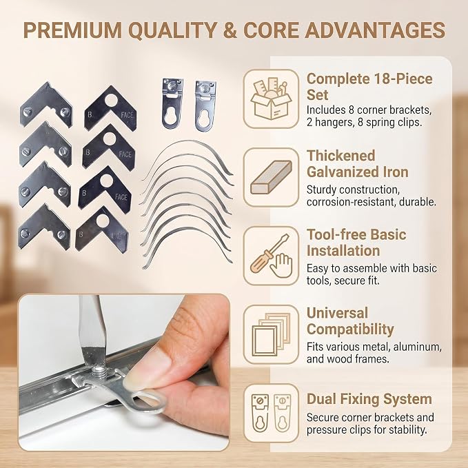 18PCS Silver Metal Photo Frame Hardware Accessories L Shaped Angle Bracket Flat - Image 4