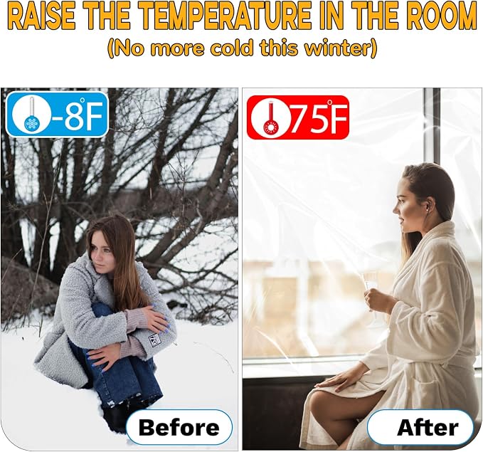 Window Insulation Kit for Winter Seal Covers Up to 5 Windows Thermal Shrink - Image 6
