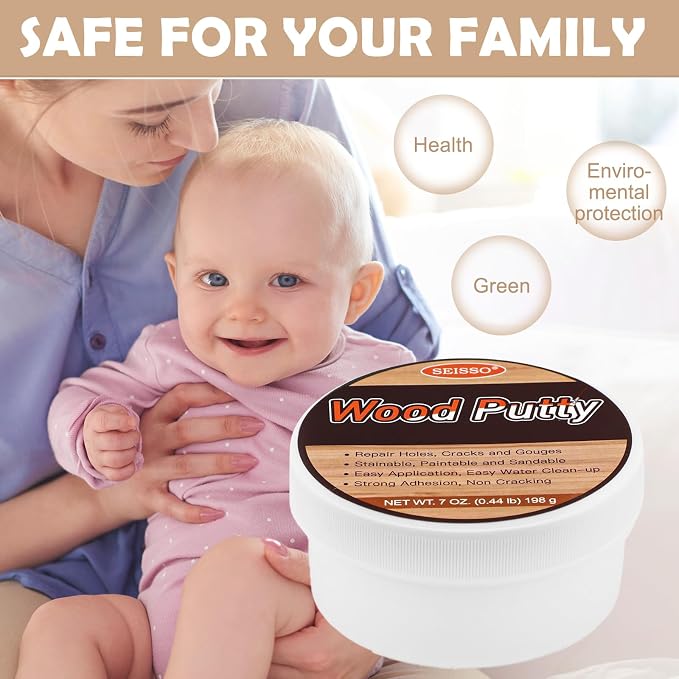 SEISSO White Oak Wood Filler Paintable, Waterproof, Wood Repair Putty, - Image 7