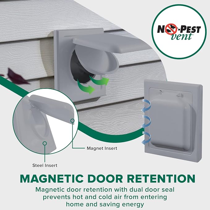 NO-PEST VENT Dual Door Dryer Vent Cover 4 Inch Outdoor, Made in USA, Highest - Image 4