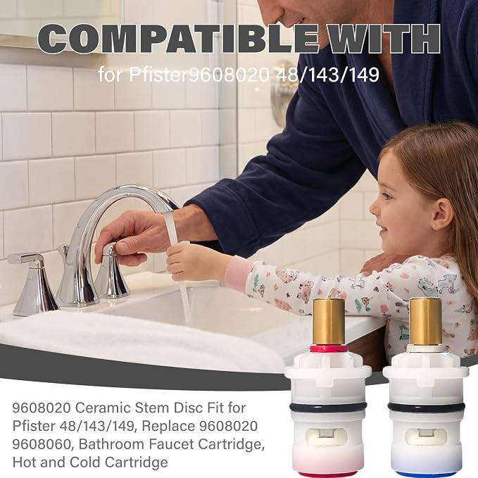 1 Pair Ceramic Stem Disc Faucet Cartridge, - Image 5