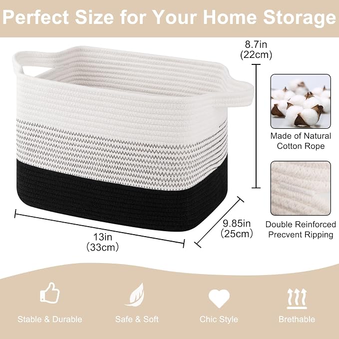 OIASKET Storage Baskets for Organizing, Woven Baskets for Shelves, Rectangle - Image 2
