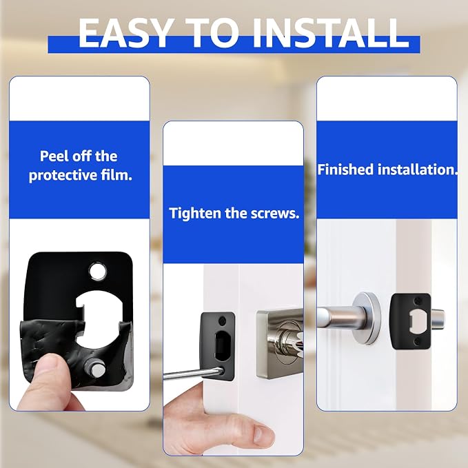 12 Pcs Deadbolt Strike Plate, Stainless Steel Round Corner Door Strike Plate - Image 7