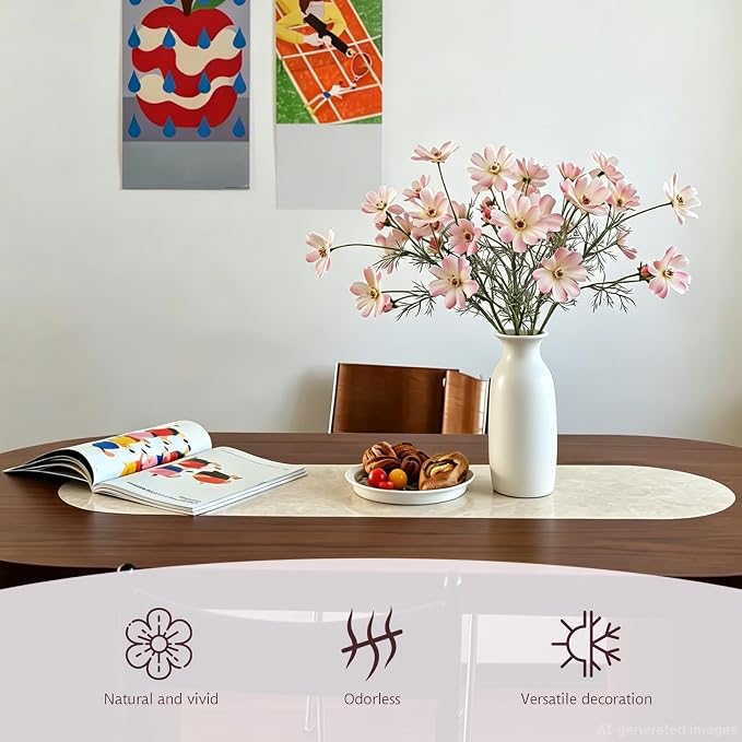 4 Pcs Pink White 24" Tall Artificial Cosmos Flowers - Image 4