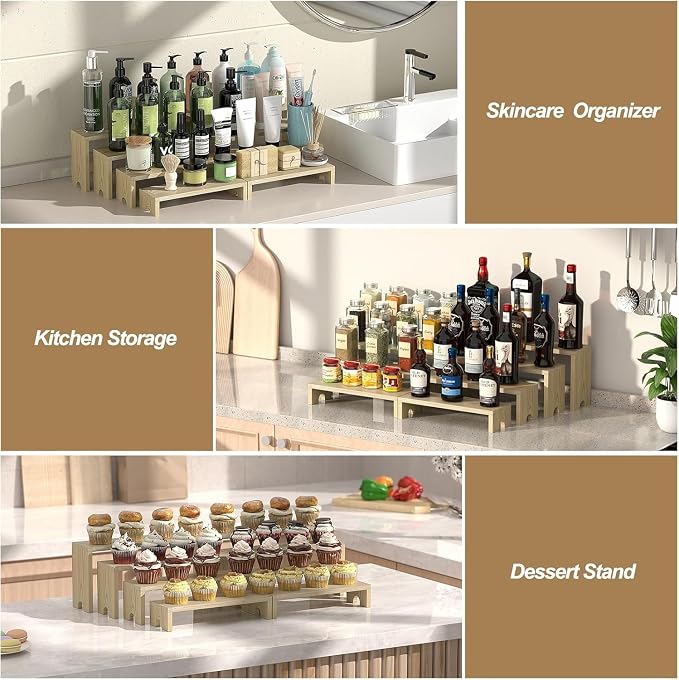 4 Set Wooden Tiered Risers Display Stands - Image 6