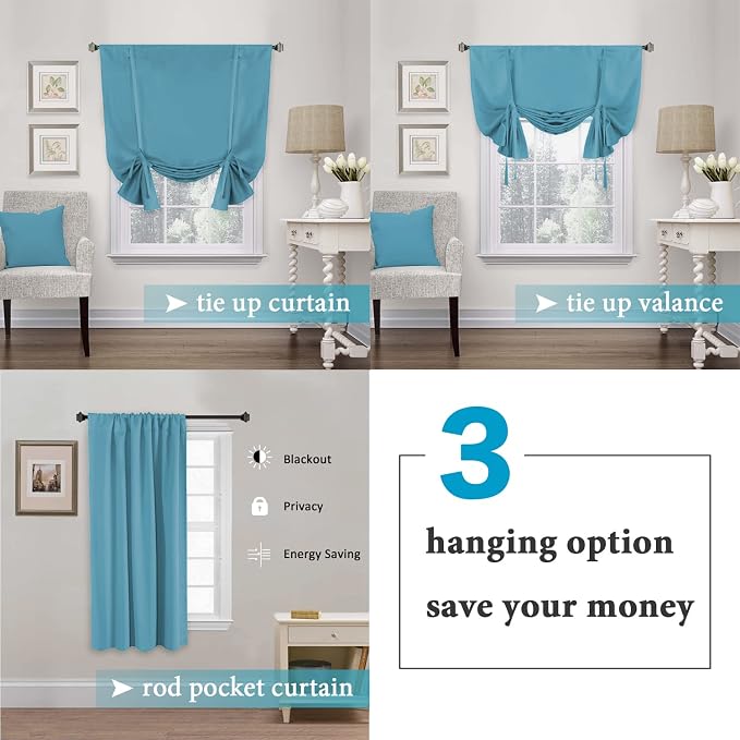 H.VERSAILTEX Blackout Tie Up Curtain Thermal Insulated Curtain Bathroom - Image 4