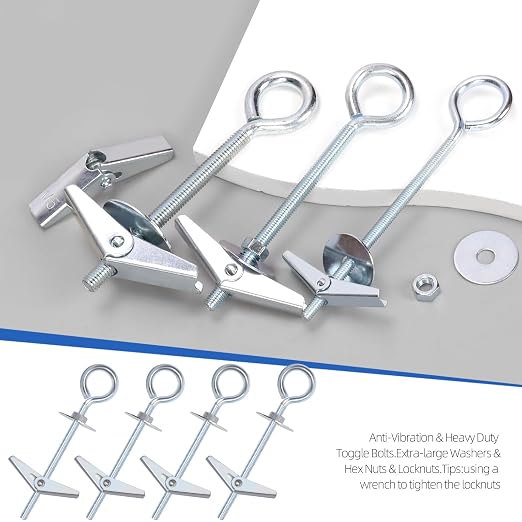 Glarks 15pcs M5 x 75mm O-Shaped Eye Bolt Toggle Anchors Set - Image 4