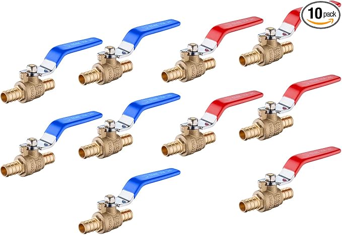 10-Pack 3/4" PEX Brass Ball Valve, Barb Crimp Pex Connection | Full Port Water by EFIELDPEXTUBING