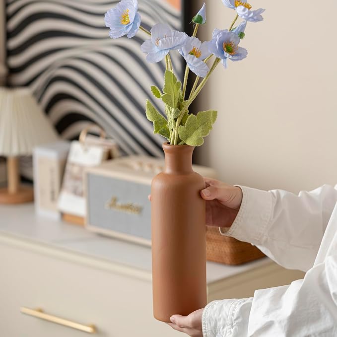 Modern Ceramic Vase Set of 3, Neutral Colors, Decorative Bottles - Image 5