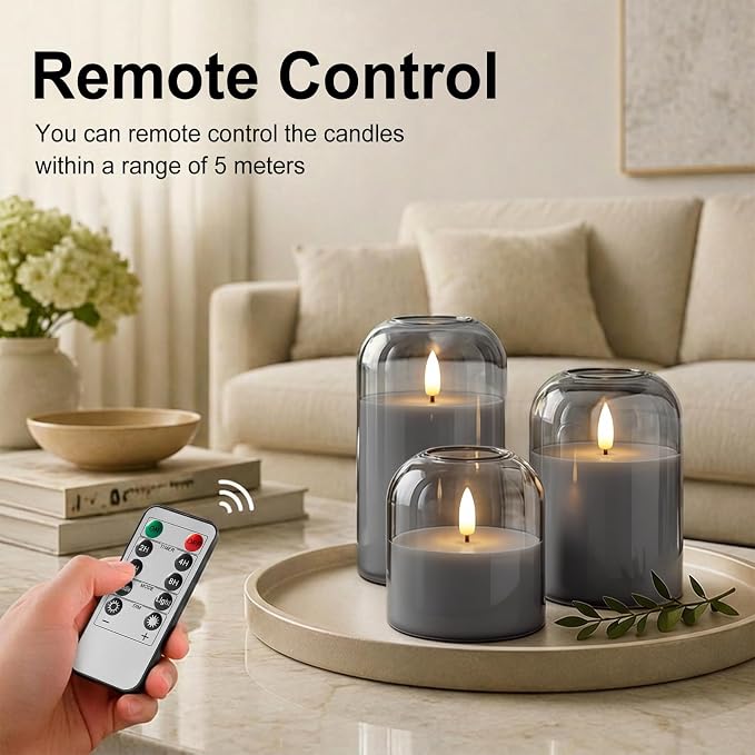 Midcentury Modern Decor, Battery Operated Pillar Candles - Image 2