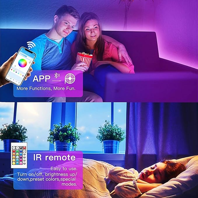 TJOY 130ft Bluetooth LED Strip Lights, RGB Color Changing, Music Sync, App - Image 4