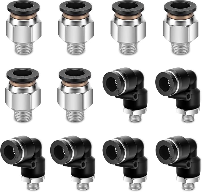 CNAODUN 12 Pcs Push to Connect Fittings 3/8 Inch Tube OD x 1/8 Inch NPT Thread by CNAODUN