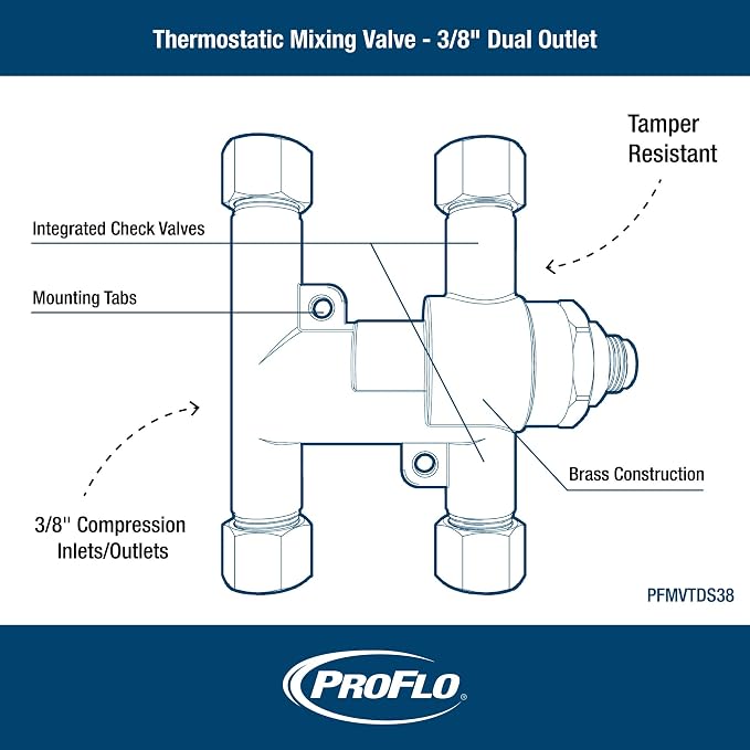 PROFLO PFMVTD38 3/8" Thermostatic Mixing Valve - Image 2