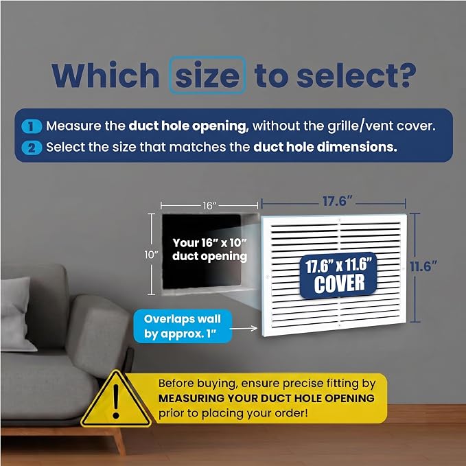 16x10 Aluminum Wall Ceiling Air Return Vent Cover HVAC Rustproof Grille - Image 2