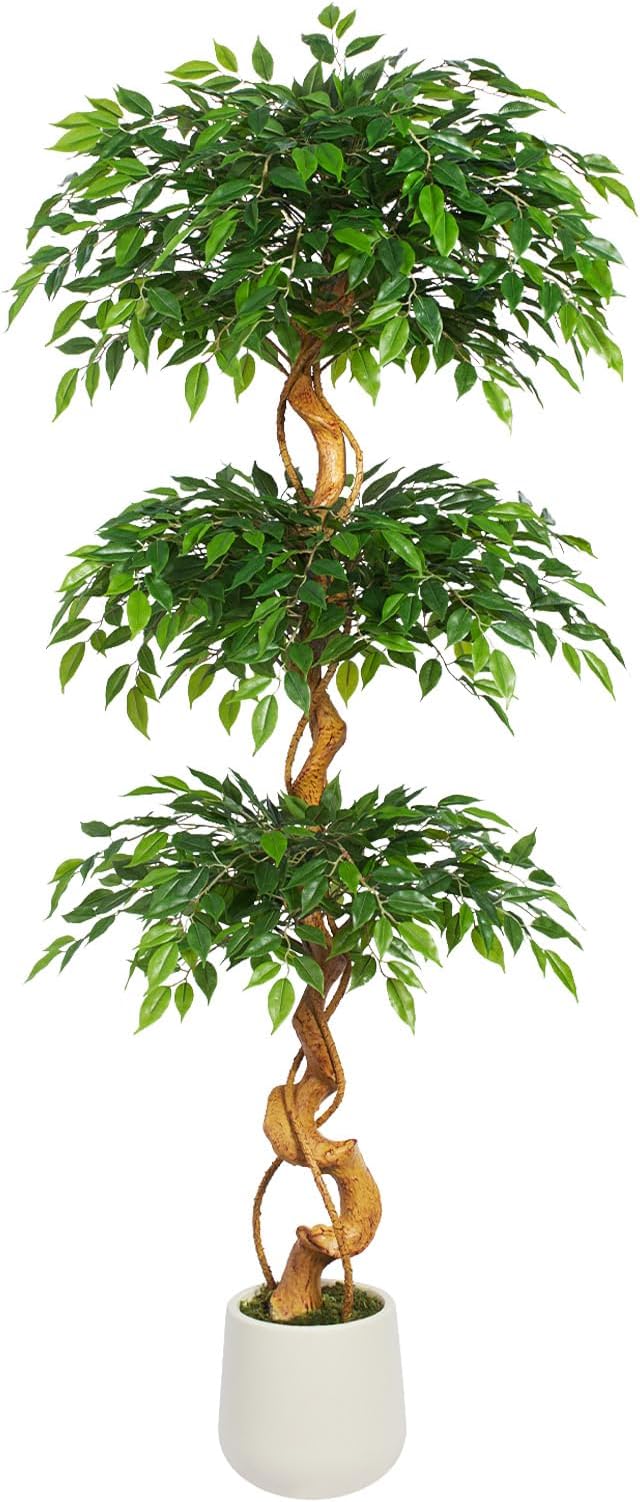 6FT Artificial Ficus Tree, 72in Fake Silk Tree by ZEEOZE